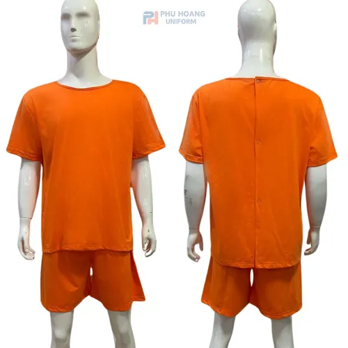 SET QUẦN ÁO SPA NÚT SAU LƯNG CAM ĐẬM (MAY SẴN) SS004