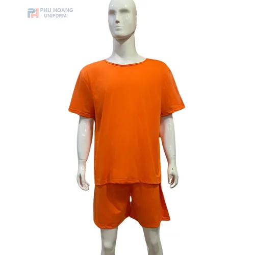 SET QUẦN ÁO SPA NÚT SAU LƯNG CAM ĐẬM (MAY SẴN) SS004