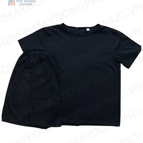 SET QUẦN ÁO SPA NÚT SAU LƯNG MÀU ĐEN (MAY SẴN) SS002