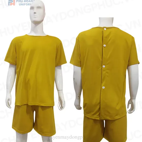 SET QUẦN ÁO SPA NÚT SAU LƯNG MÀU VÀNG KAKI (MAY SẴN) SS009