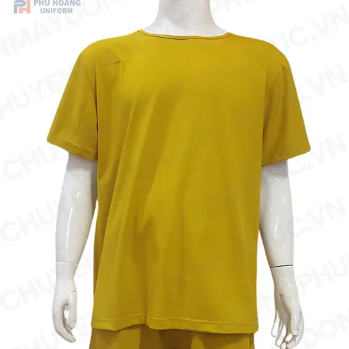 SET QUẦN ÁO SPA NÚT SAU LƯNG MÀU VÀNG KAKI (MAY SẴN) SS009