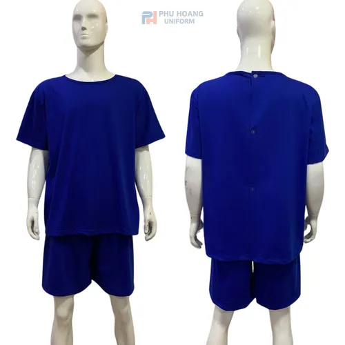 SET QUẦN ÁO SPA NÚT SAU LƯNG MÀU XANH DƯƠNG (MAY SẴN) SS006