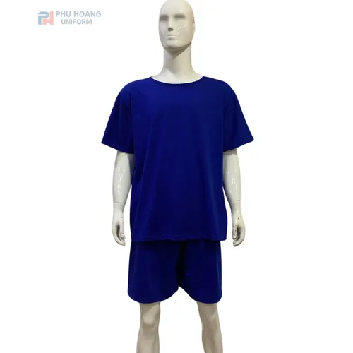 SET QUẦN ÁO SPA NÚT SAU LƯNG MÀU XANH DƯƠNG (MAY SẴN) SS006