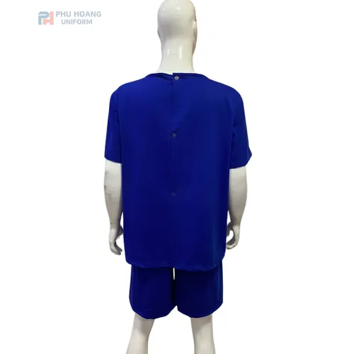 SET QUẦN ÁO SPA NÚT SAU LƯNG MÀU XANH DƯƠNG (MAY SẴN) SS006