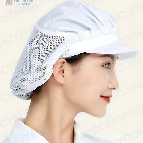 NÓN TRÙM ĐẦU LƯỚI SAU MÀU TRẮNG MAY SẴN SN002