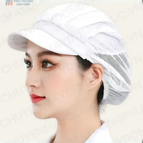 NÓN TRÙM ĐẦU LƯỚI SAU MÀU TRẮNG MAY SẴN SN002