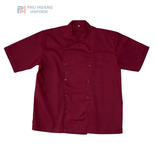 ÁO BẾP KAKI ĐỎ ĐÔ TAY NGẮN SB002 (MAY SẴN)  
