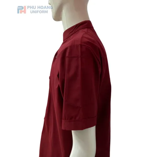 ÁO BẾP KAKI ĐỎ ĐÔ TAY NGẮN SB002 (MAY SẴN)  