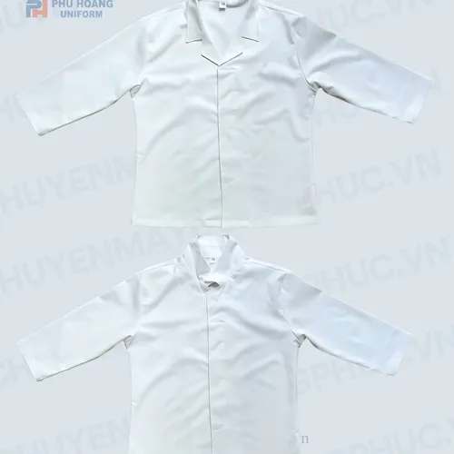 ÁO BẾP NHẬT KAKI TRẮNG MAY SẴN SB015