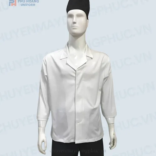 ÁO BẾP NHẬT KAKI TRẮNG MAY SẴN SB015