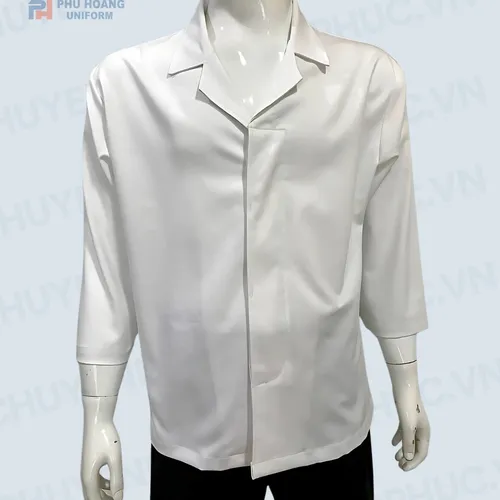 ÁO BẾP NHẬT KAKI TRẮNG MAY SẴN SB015