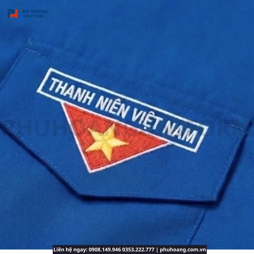 Áo Đoàn Thanh Niên Nam Tay Ngắn Xanh Dương