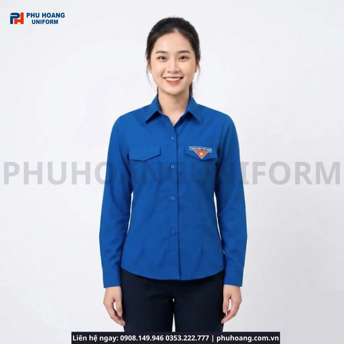 Áo Đoàn Thanh Niên Nữ Tay Dài Xanh Dương