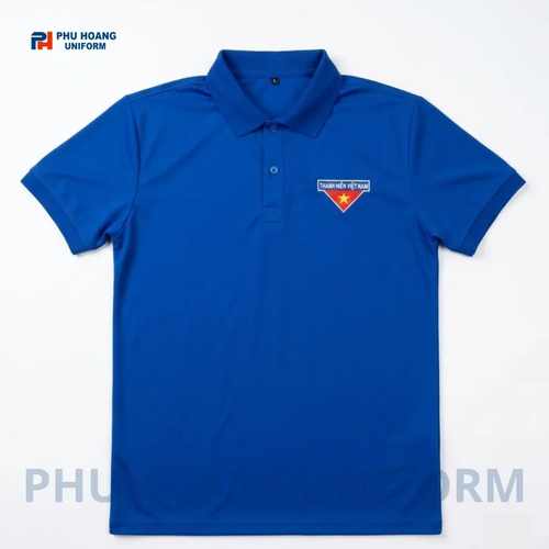 Áo Polo Đoàn Thanh Niên Tay Ngắn Xanh Dương