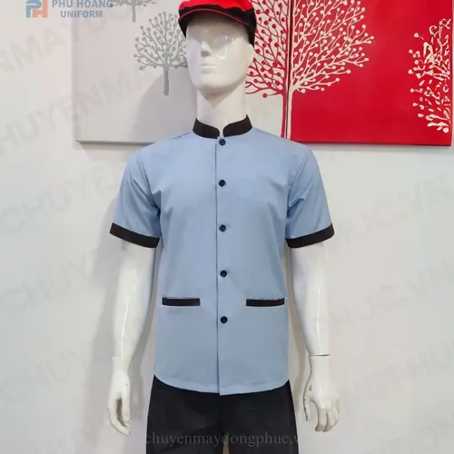 ĐỒNG PHỤC TẠP VỤ NAM MÀU XÁM PHỐI NÂU MAY SẴN SL008