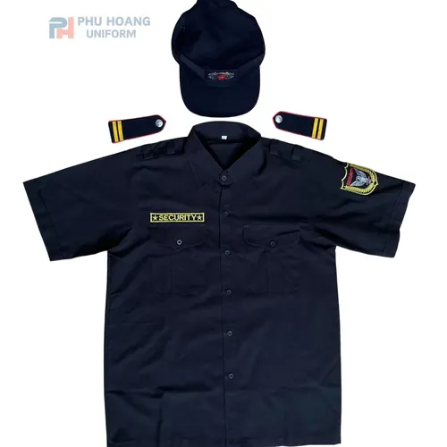 ÁO BẢO VỆ MÀU ĐEN TAY NGẮN MAY SẴN SQ007