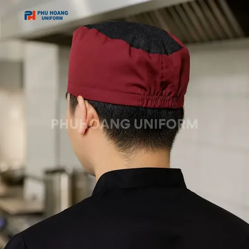 NÓN BẾP CHÓP LƯỚI CHUN SAU ĐỎ ĐÔ MAY SẴN SN032