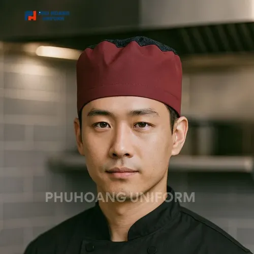 NÓN BẾP CHÓP LƯỚI CHUN SAU ĐỎ ĐÔ MAY SẴN SN032