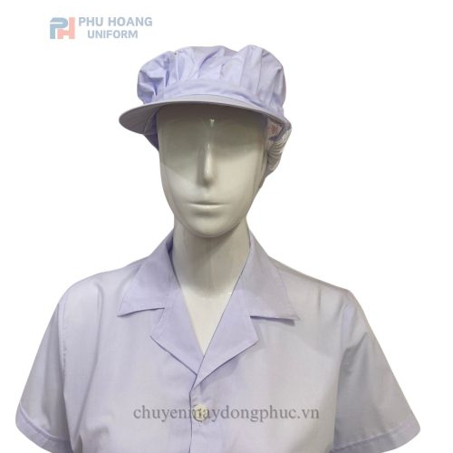 Nón bếp trùm đầu lưới sau màu trắng may sẵn