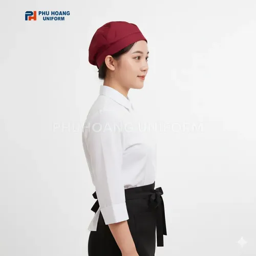 MŨ PHỤC VỤ MÀU ĐỎ ĐÔ MAY SẴN SV006