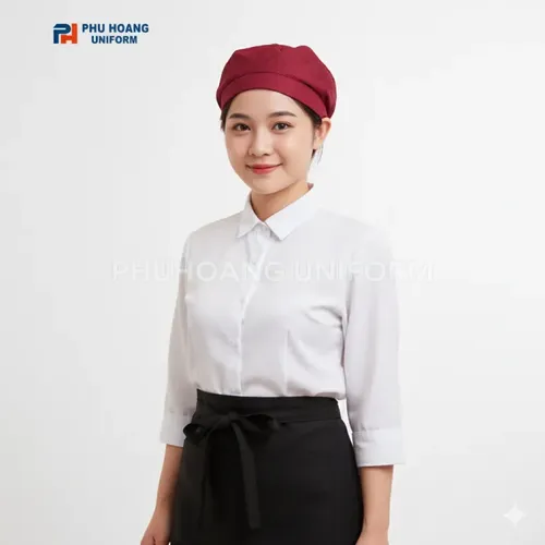 MŨ PHỤC VỤ MÀU ĐỎ ĐÔ MAY SẴN SV006