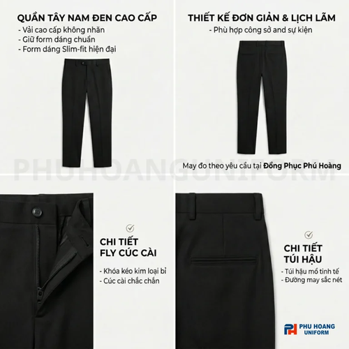 Quần Tây Đen Nam Cao Cấp Slim Fit