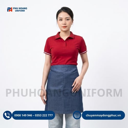 Tạp Dề Ngắn 1 Túi Nghiêng Vải Denim