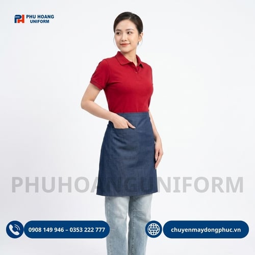 Tạp Dề Ngắn 1 Túi Nghiêng Vải Denim
