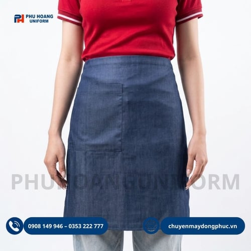 Tạp Dề Ngắn 1 Túi Nghiêng Vải Denim