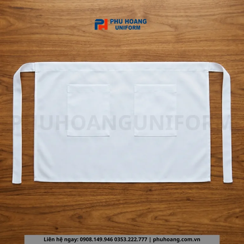 Tạp Dề Ngắn 2 Túi Màu Trắng Cao Cấp