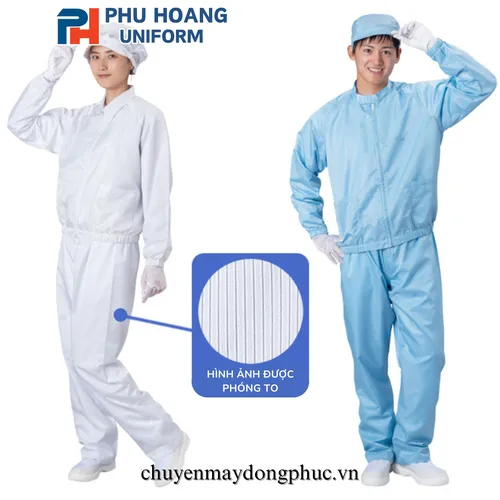 QUẦN ÁO CHỐNG TĨNH ĐIỆN MÀU TRẮNG (MAY SẴN) SW002