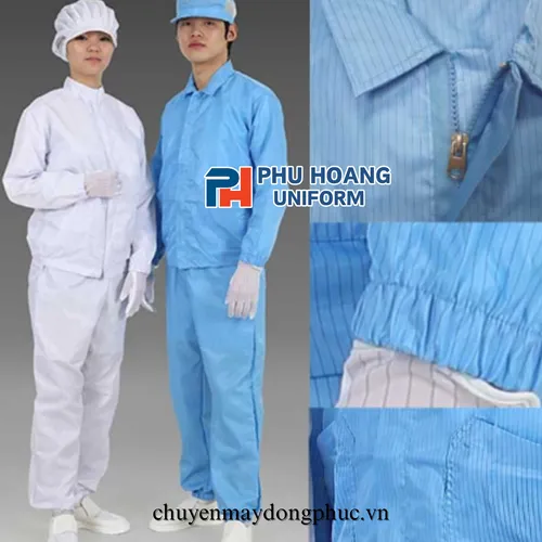 QUẦN ÁO CHỐNG TĨNH ĐIỆN MÀU TRẮNG (MAY SẴN) SW002