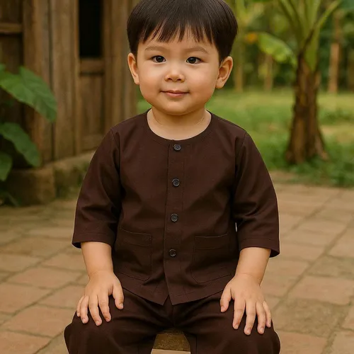 BỘ ĐỒ BÀ BA TRẺ EM MÀU NÂU MAY SẴN ST005