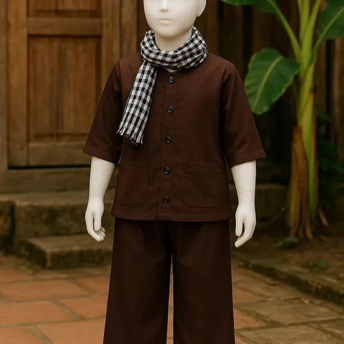 BỘ ĐỒ BÀ BA TRẺ EM MÀU NÂU MAY SẴN ST005