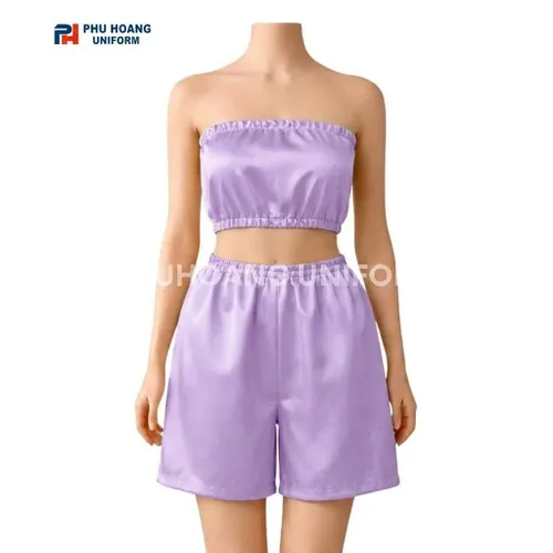 BỘ QUẦN ÁO QUÂY SPA NÚT BẤM TÍM PASTEL