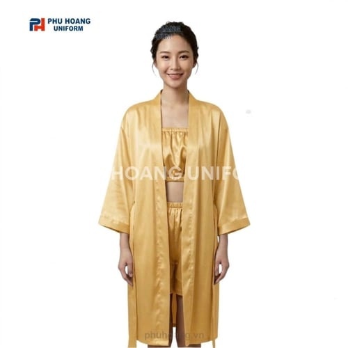ÁO CHOÀNG SPA MÀU VÀNG KIM