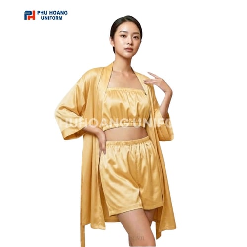 ÁO CHOÀNG SPA MÀU VÀNG KIM