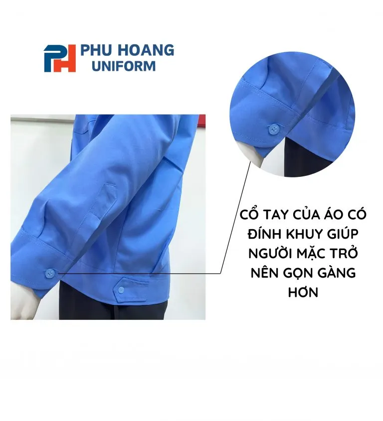 ÁO BẢO VỆ MÀU XANH TAY DÀI MAY SẴN SQ010
