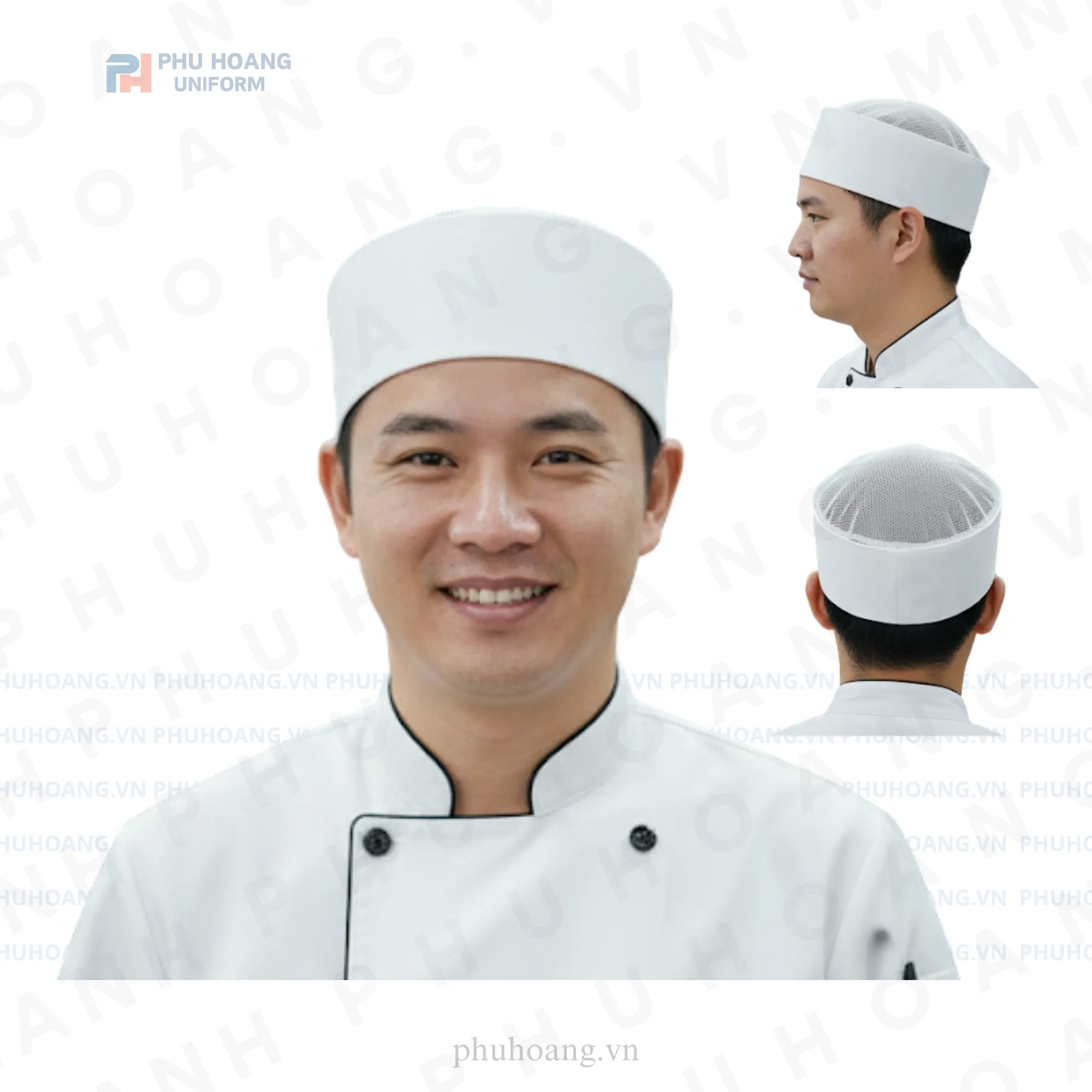 NÓN BẾP TRÒN KIỂU NHẬT CHÓP LƯỚI TRẮNG MAY SẴN SN036