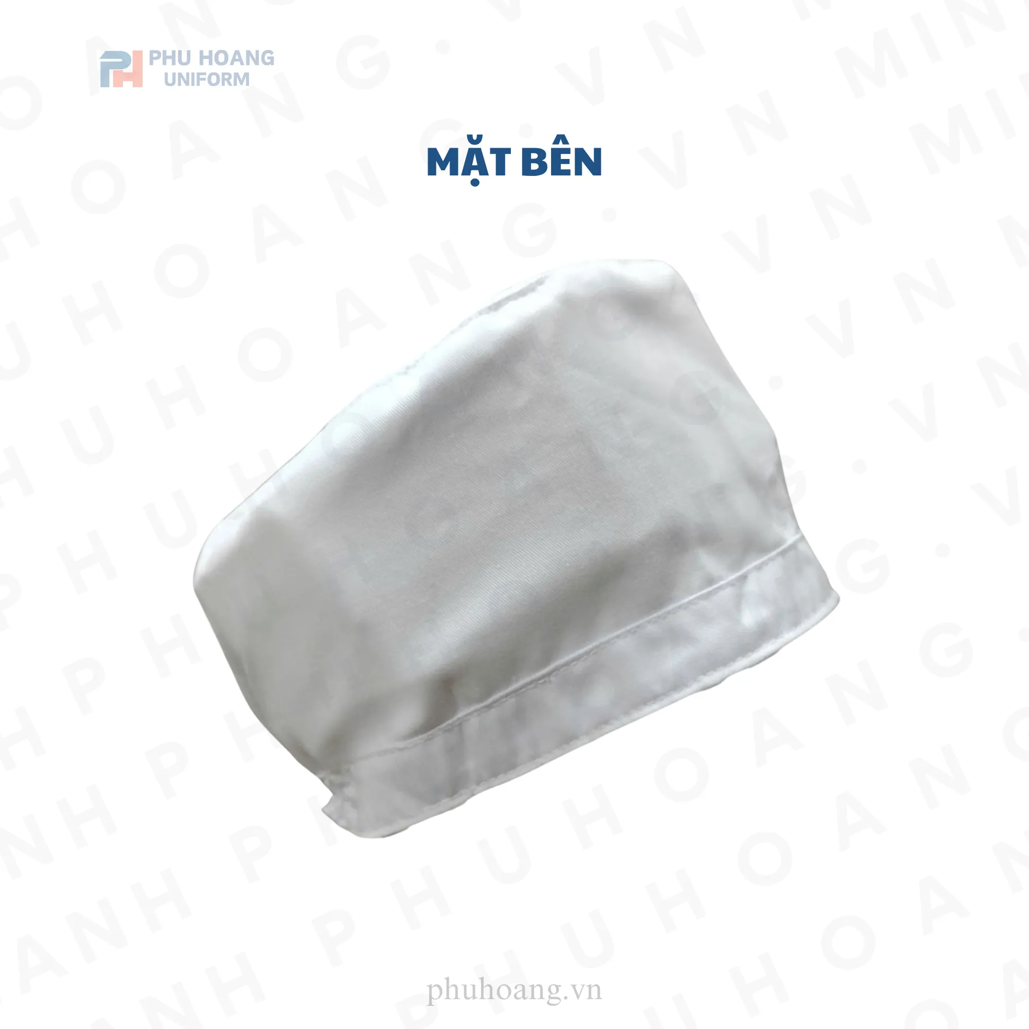 NÓN VẢI TRẮNG CHUN SAU DÁNG THẤP MAY SẴN SN035