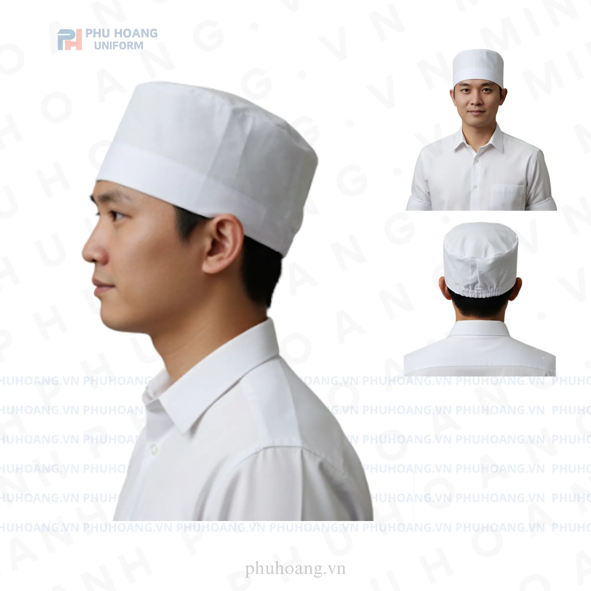 NÓN VẢI TRẮNG CHUN SAU DÁNG CAO MAY SẴN SN034