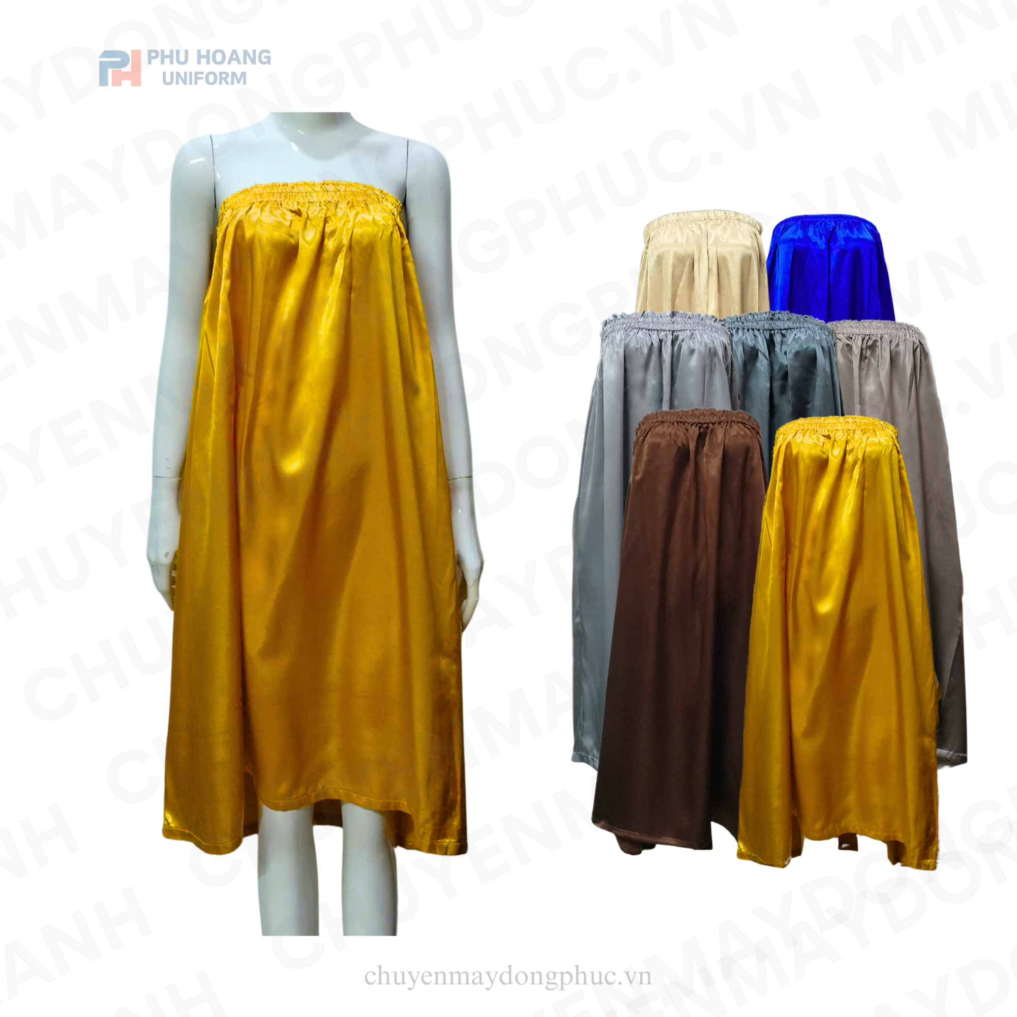 VÁY QUÂY SPA VÀNG ĐỒNG (MAY SẴN) – SS017