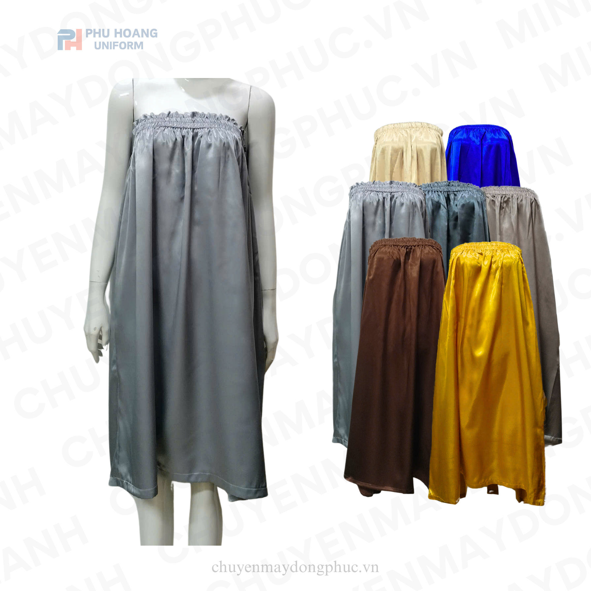 VÁY QUÂY SPA XÁM GHI (MAY SẴN) – SS013