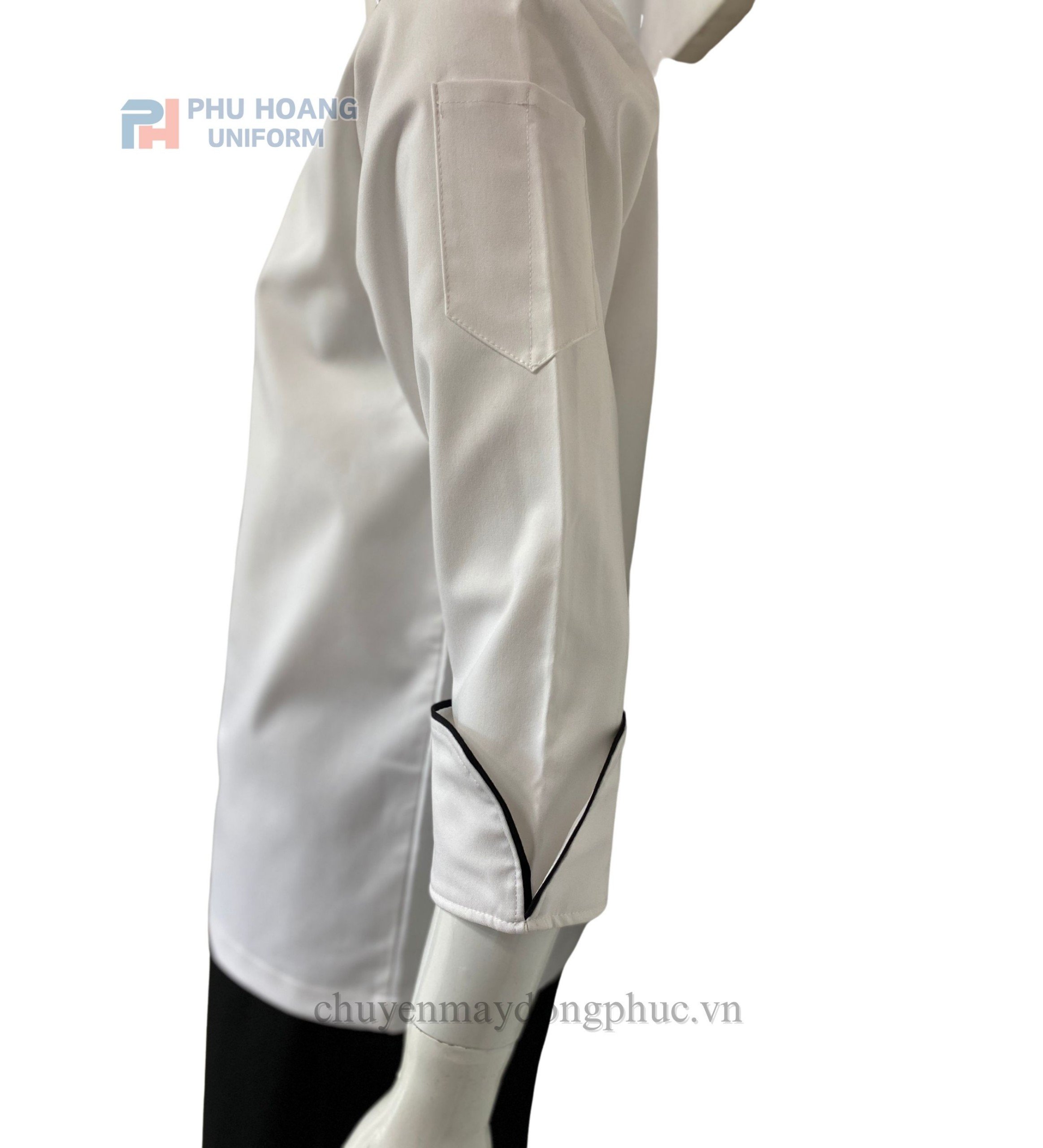 ÁO BẾP TRẮNG TAY DÀI SB008 (MAY SẴN)