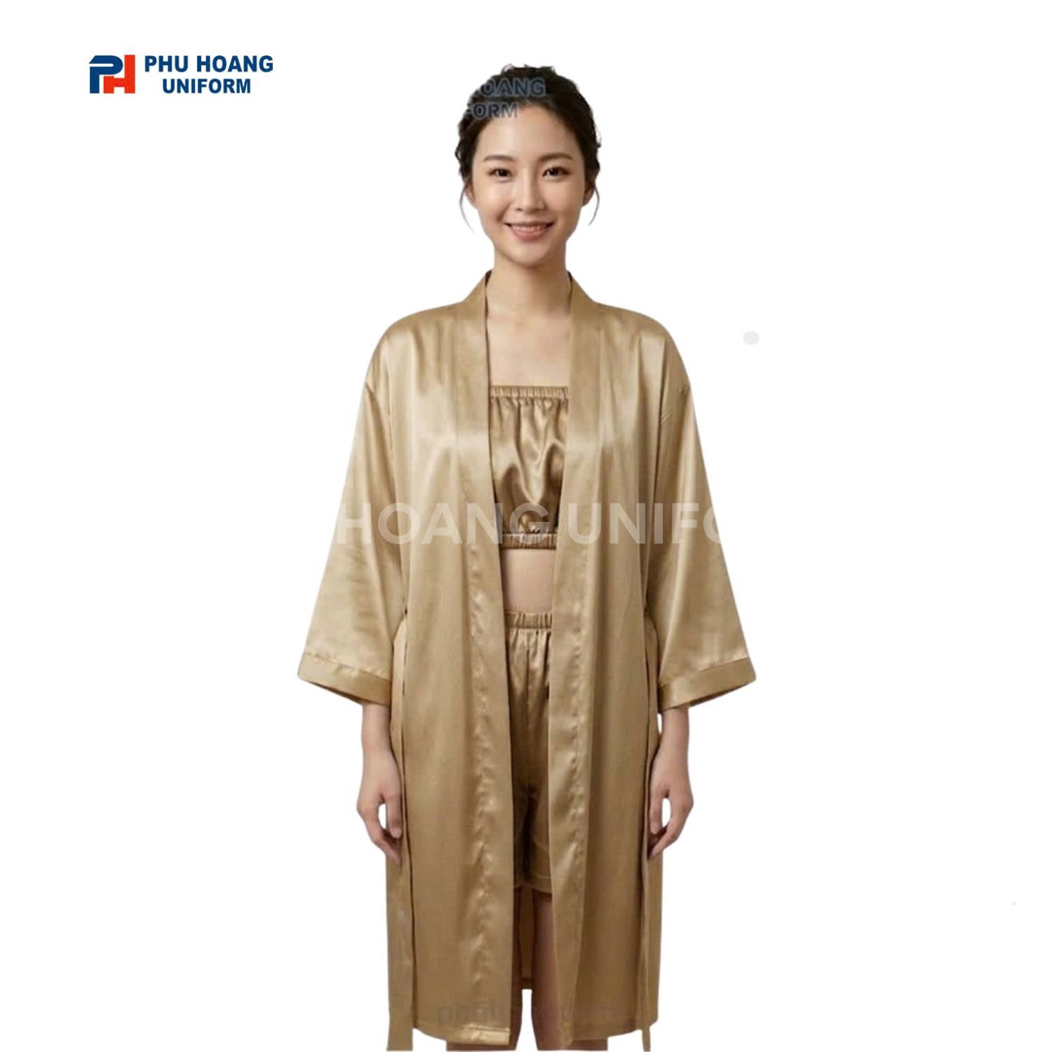 ÁO CHOÀNG SPA MÀU VÀNG ĐỒNG