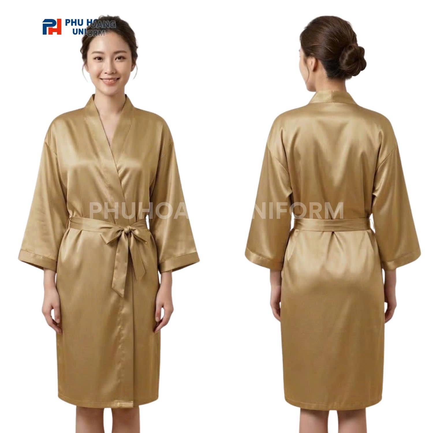 ÁO CHOÀNG SPA MÀU VÀNG ĐỒNG