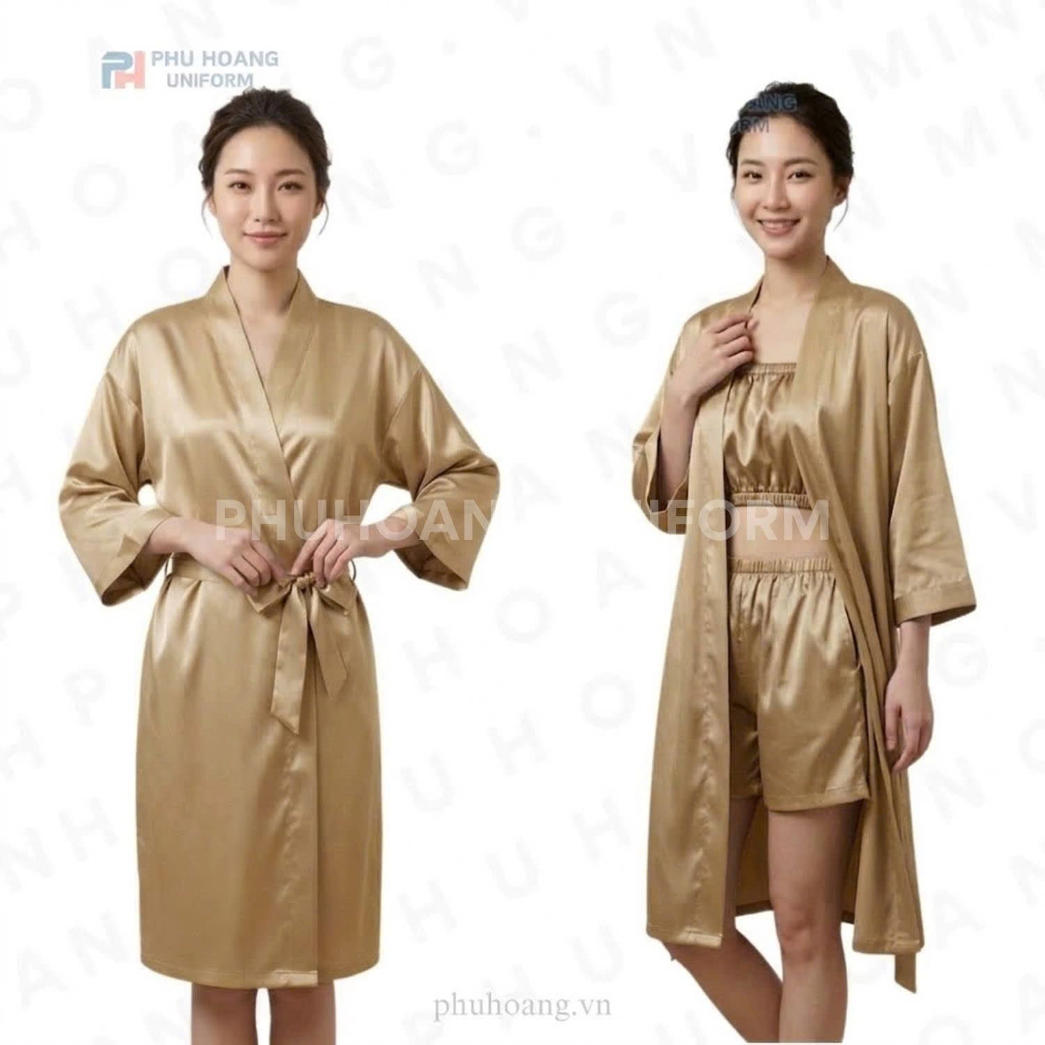 ÁO CHOÀNG SPA MÀU VÀNG ĐỒNG