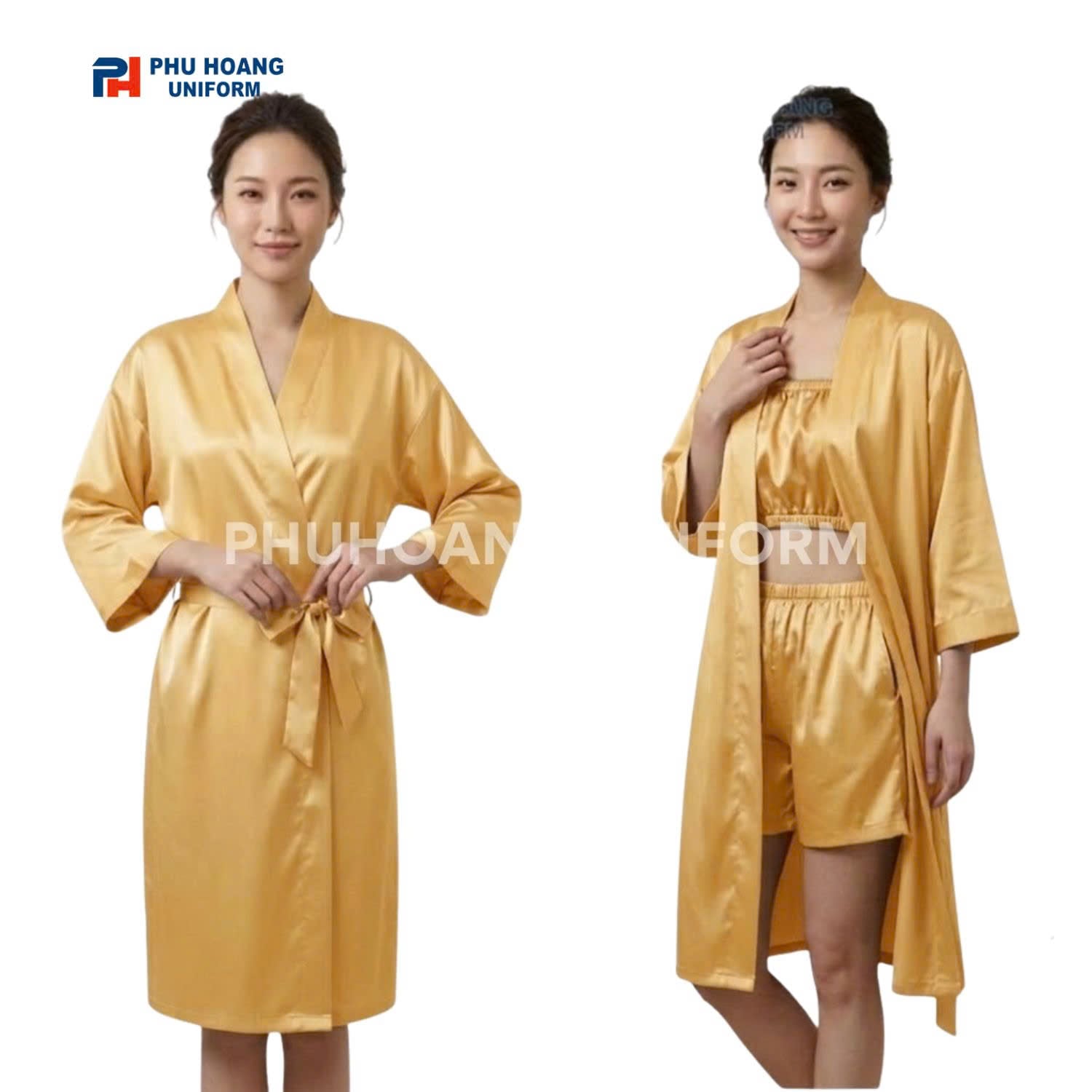 ÁO CHOÀNG SPA PHI LỤA VÀNG KIM