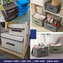 Combo 2 Hộp Vải Đựng Quần Áo hộp lưu trữ quần áo đồ lót đồ chơi - BLUE DEER