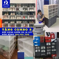 Hộp đựng giày nắp nhựa cứng trong suốt - Tặng Túi Hút Ẩm - Blue Deer